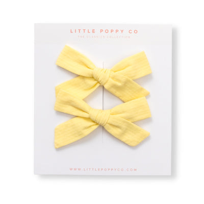 Sunshine Linen Pigtail Bow Clips