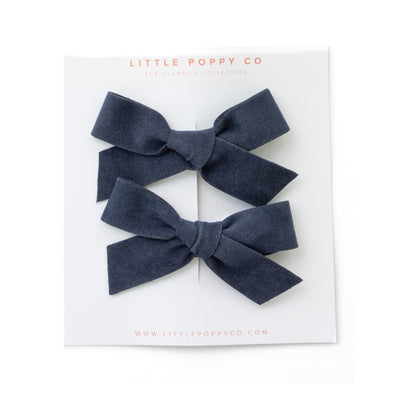 Midnight Classic Pigtail Bow Clips