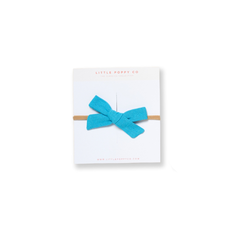 Turquoise Linen Headband Bow