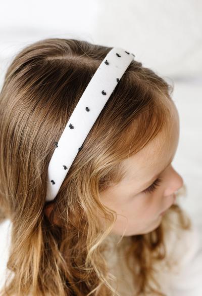 Black and White Swiss Dot 2cm Headband