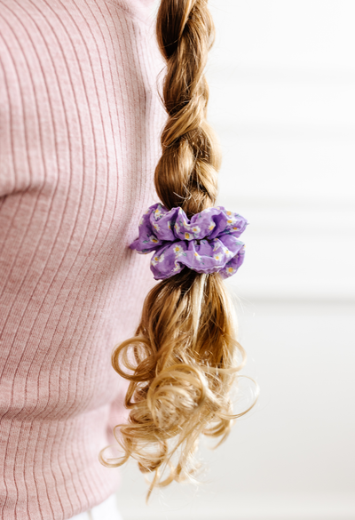 Purple Wildflower Seersucker Scrunchie