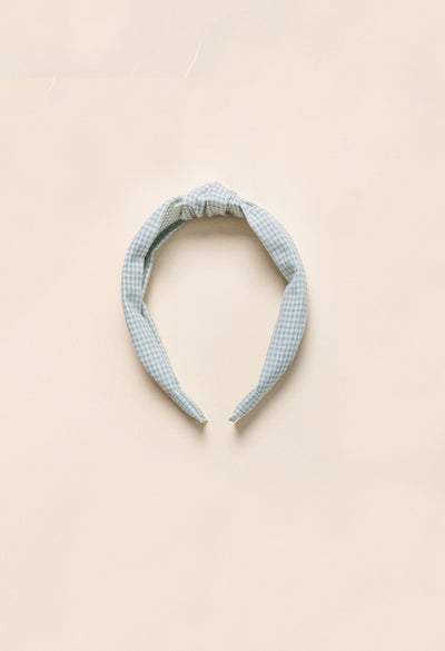 Mint Gingham Seersucker Knot Headband